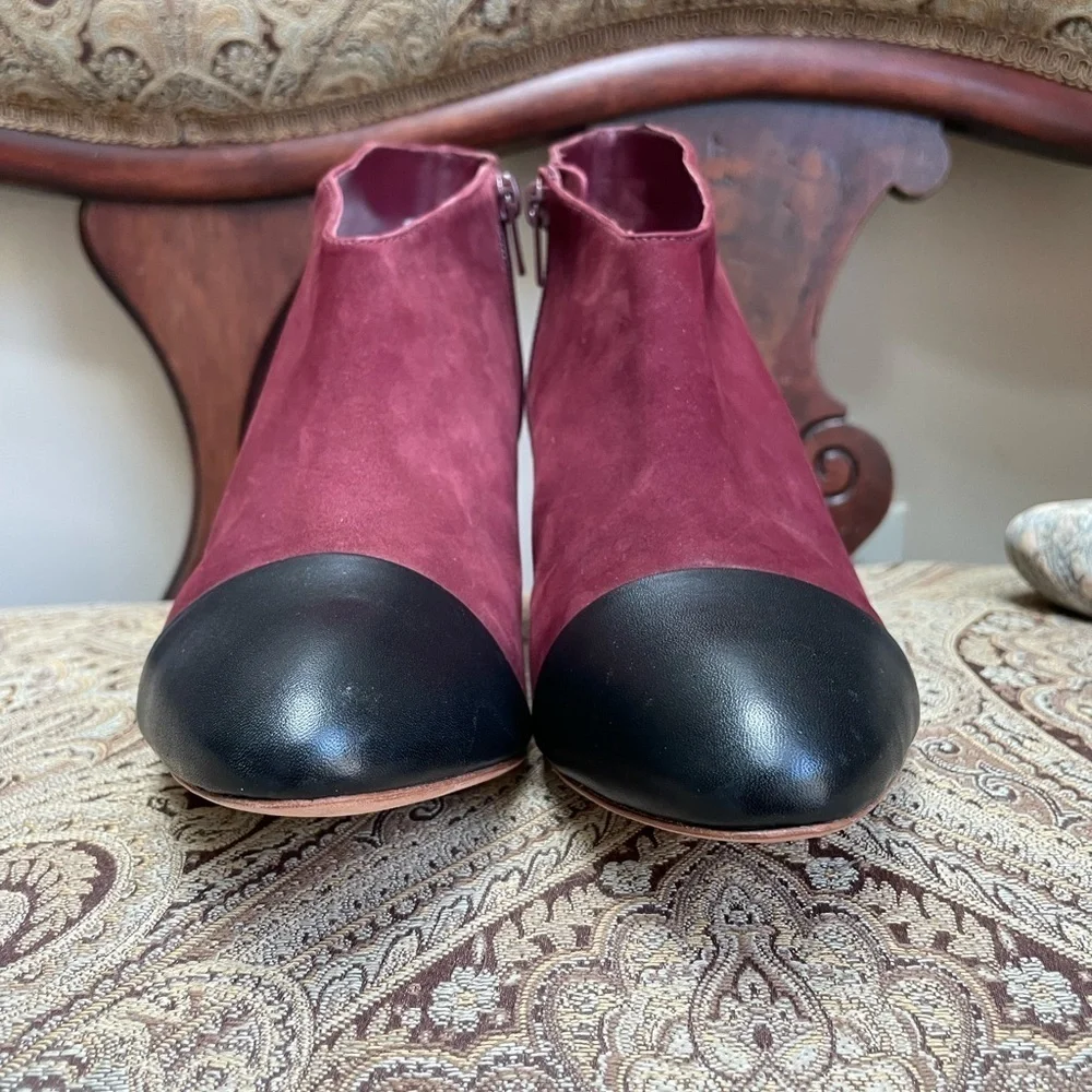 Loeffler Randall Nanette Burgundy Wine Suede Leather Booties Boots Shoes Size 8
